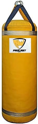 Луксозен тежка чанта за удари с ръце и крака - Отлично подходящ за бокс, ММА и Муай Тай (£130 4 фута, черно / жълто, с подплънки) от Prolast