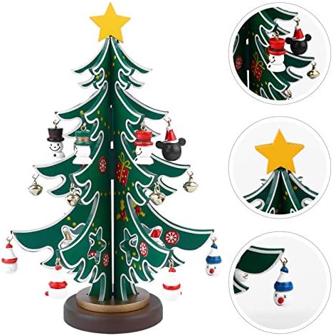 PATKAW Маса Мини-Коледно Дърво, Дървени Коледно Дърво с Миниатюрни Бижута направи си САМ Коледни Коледни Декорации за Дома Празнични