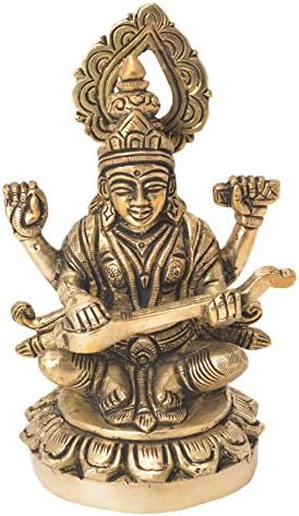 БХАРАТ ХААТ Декоративна Статуя на Богинята сарасвати Продукт ръчно изработени BH06168
