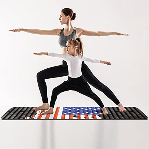 Американски флаг Siebzeh на сива тухлена стена, дебела подложка за йога Премиум-клас, в екологично Чист Гумена подложка за здраве и фитнес, Нескользящий мат за всички в