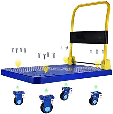 Количка за колички на платформата, Сгъваема количка с Въртящи се колела на 360 градуса, Ръчна изработка Сгъваема количка за товарене и съхранение (1320 кг)