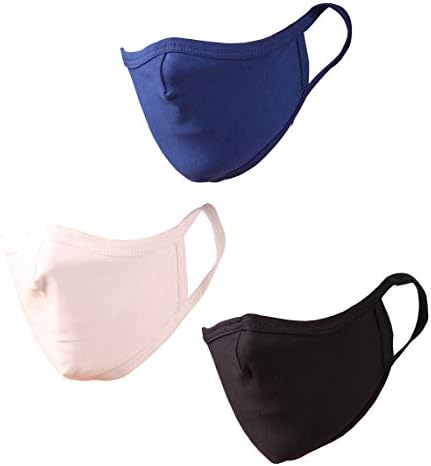 Мек памучен трикотажная маска за лице Touchstone - Двупластова, удобни за пране на средни по размер. (Опаковка от 3 броя). Бял