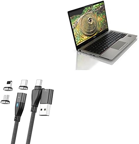 Кабел BoxWave е Съвместима с Fujitsu LifeBook U7412 Кабел MagnetoSnap PD AllCharge мощност 100 W, Кабел за зареждане Magnet PD мощност 100 W USB Type-C Micro USB за Fujitsu LifeBook U7412 - черно jet black