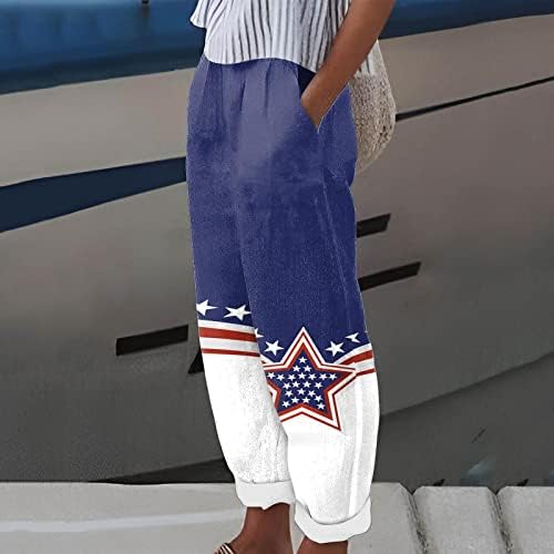 MIASHUI Дамски Ежедневни Широки Панталони в стил Хип-Хоп, Дамски Панталони с Принтом на Американското Ден на Независимостта, Широки Спортни Панталони, Дамски