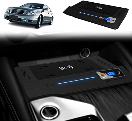 HAVK QI Безжично Зарядно за Кола Аксесоари Qi 15 Вата за Nissan Teana 2019-2022, Port Type C с QC3.0 USB за iPhone 13/12/11/XS/X/8 Samsung S21/S20/S10/S9