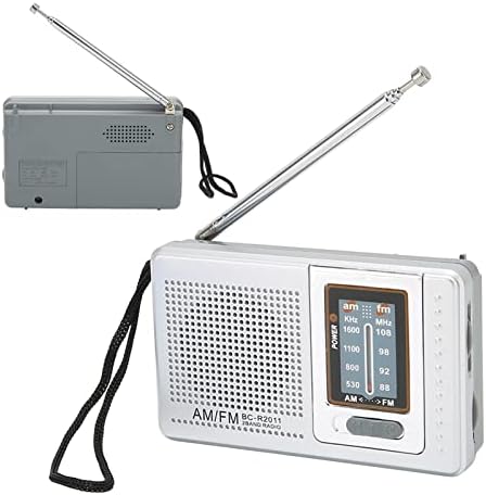 Джобно AM FM радио, Компактен Портативен вход за транзистор радио приемник, Работещ от 2 батерии тип АА, Вграден високоговорител с мощност 5 W с жак за слушалки, Подаръц