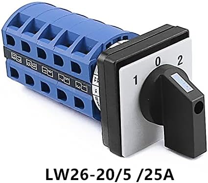 Преминете VEVEL LW26-20 1/2/3/4/5 Шарнирный Превключвате на задна скорост 20A Универсален ключ за превключване на 440V 20A Прекъсвач за изключване 1-0-2 (Цвят: LW26-20-5- 25А)