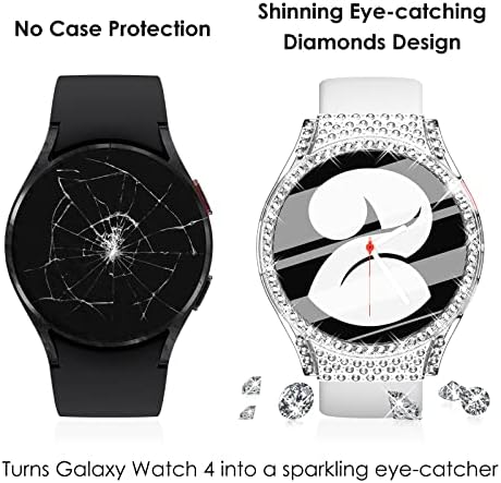 Калъф Wingle Bling Galaxy Watch 4, Съвместим с Samsung Galaxy Watch 4, 40-мм и Защитно фолио за екрана, 4 комплекта от мека TPU с пълно Защитно покритие, калъф-броня с кристали и диаманти (чере?