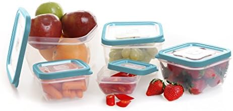 Комплект за съхранение на хранителни продукти от квадратен пластмаса BINO, състоящ се от 10 теми, Аква