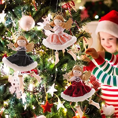 Ангел Украса Коледен Ангел Кукла Висящи Украшения Коледно Дърво, Плюшени Украса Сладък Ангел Кукла Висулка Коледни Плюшени Украса за Коледа