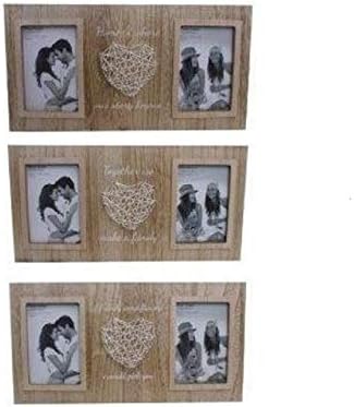 Дървена Двойна рамка за снимка Със Сърце От Струнен Изкуство, закачен на пръчка Или Отделно Стоящи Приятели на Дом, Семейство, Ако ще приятели са цветя, бих избрал т?