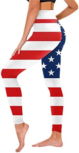 Дамски Гамаши с висока талия, Американски Флаг, Непрозрачни Панталони за Йога, 4 юли, Фитнес Зала, Фитнес, Спорт за Момичета, Активен
