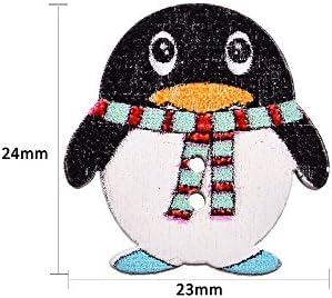 WSERE 50 Бр. Новост Копчета във формата на Животни Дървена Пуговица във Формата на Пингвин с 2 Дупки Копчета за Занаяти Собствените си ръце,