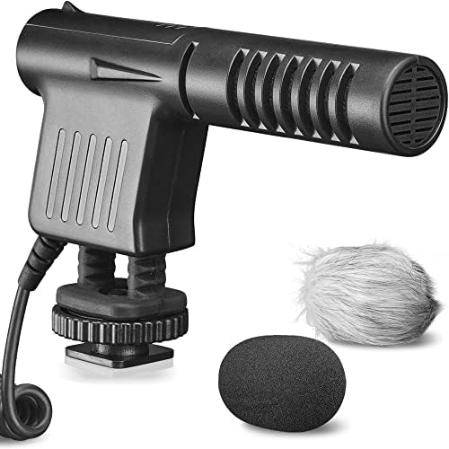 Кардиоидный Мини-Пушка Opteka 3,5 мм с микрофон Гореща обувка за беззеркальных камери, рефлексни фотоапарати и Видеокамери с Предното