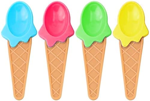 4 Лъжичка за Сладолед, Лъжица във формата На Конус, Пластмасови Детски Парти Сувенири За Детска Сервиране