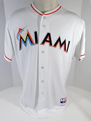 2015 Маями Марлинз Грант Дейтън 66 Използвана в играта Бяла Риза Ext Spring Обучение на 4 - Използваните В играта тениски MLB