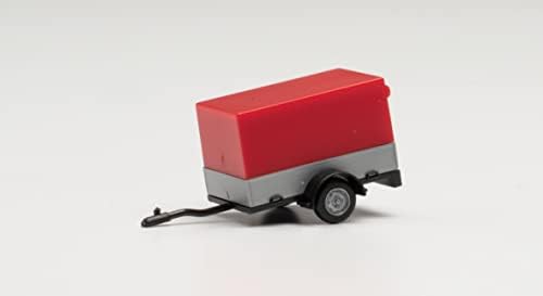 Авто ремарке Herpa 051576-004 с отворен брезент, червено за производство, събиране и като подарък