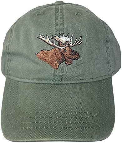 Бейзболна шапка ECO Носете с бродерия Бул Moose Wildlife, зелен цвят Каки, регулируем - Един размер подходящ за всички.
