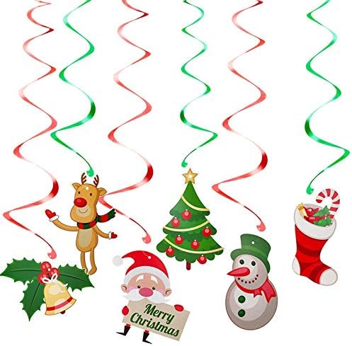 SYQOIU Коледен Банер 6 бр./компл. Коледна Украса Дядо Коледа Разклаща Висящ Банер Венец САМ Метален Таван за Дома за Коледа Навидад Коледна парти Коледна украса (Цвят: CG