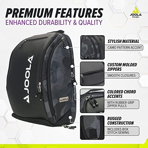 Чанта за пиклбола JOOLA - Раница за пиклбола Vision II Deluxe - Голяма чанта за весело вмещающая 4 лопатки за пиклбола и съоръжения - Кука