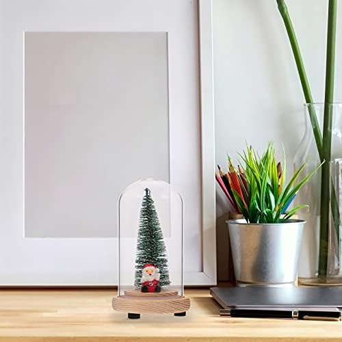 LIOOBO LED Коледно Светлинен модел на Коледно Дърво със Стъклен Купол, Загорающаяся коледа Коледа Фигурка с Сантой за Коледната трапеза,