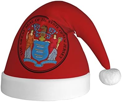 Коледна шапка ZALTAS Seal of New Jersey за възрастни, удобни меки шапки на Дядо Коледа за Коледа, Нова година, празнични аксесоари за партита