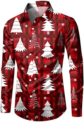 GDJGTA Мъжки Модни и Ежедневни Коледна Дигитален 3D Печат Празнична Риза С Ревера и Бутони С Дълъг Ръкав, Мъжки t-shirt с високо Воротом