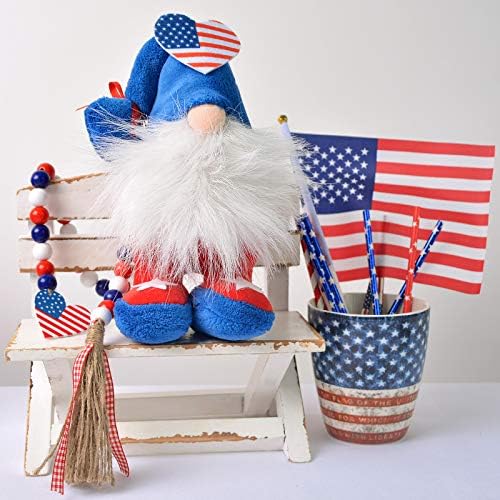 yuboo Патриотичен Плюшено Джудже, Декорация на 4-ти юли, Американския Ден на памет, Сърцето Лепрекона за Ветерани/Подарък за Деня на Независимостта