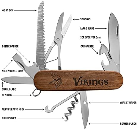 Спортно хранилище NFL Minnesota Vikings Classic Wood Джобен мулти-инструмент