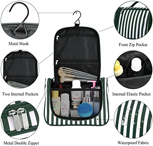 Подвесная Пътна чанта за тоалетни принадлежности, Косметичка, Пътна Косметичка, Преносим Голяма чанта-органайзер за грим (райе, зелен)