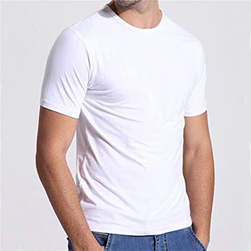 Maiyifu-GJ Мъжки Однотонная Риза с кръгло деколте, Памучен Облегающая Тениска с Къс ръкав за Културизъм и фитнес