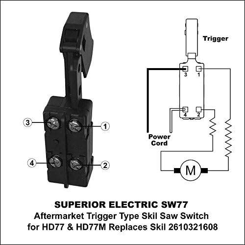 Моля, електрически превключвател за включване-изключване SW77 на вторичния пазар с капацитет от 20 Ампера заменя Skil 2610321608, Ryobi &