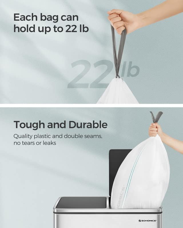 Набор от торби за боклук SONGMICS с 4 ролята и 2 ролята на експозиции, 8.5 литра. Торби за боклук на 8 или 16 литра. Двойна Кофи за боклук,