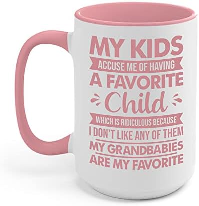 Заман Хасан децата Ми да ме Обвиняват В Това, Че имам Любим Дете Внуците Ми Забавен Дядо и Баба Кафеена чаша (11 грама, Бяло)
