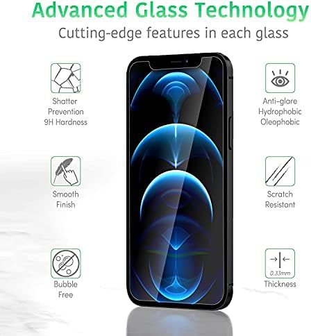 [2 ЕЛЕМЕНТА】 Защитно фолио за екрана на iPhone 12/12 Pro 6,1 инча от закалено Стъкло
