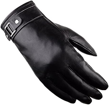 N/A Плюшени Кожени ръкавици за колоездене и шофиране, Есенно-зимни Мъжки Кожени топли ръкавици (Цвят: A, размер: One Size)