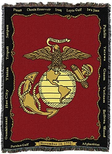 Pure Country Weavers Корпуса на морската пехота на САЩ - Юрган с Емблема - Подарък Военен Гобеленовый Каре, Изтъкан от памук Произведено в САЩ (72x54)