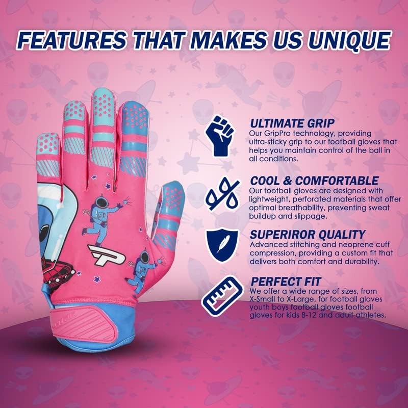 Футболни ръкавици PLAYEUR Чужденец с технологията GripPro, Много Лепкава Младежки Футболни Ръкавици, Силикон Приемник за