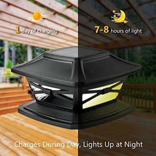 Осветителни тела Davinci Lighting Flexfit на слънчеви батерии за външни колони - В комплекта са включени основания за дървени стълбове, 4x4 5x5 6x6 - Ярък led светлини - Шиферно-черен