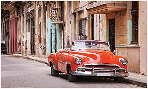 Керамични Държач за четка за зъби Ambesonne Cars, Класически американски Автомобил на улица с Къщи Карибов, Хавана, Куба,
