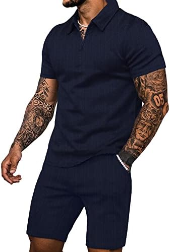 JoZorro Мъжки Ризи с къси ръкави и къси Панталони, Комплект, Спортен Костюм, Модни и Ежедневни Летни Дрехи от 2 Теми за Мъже