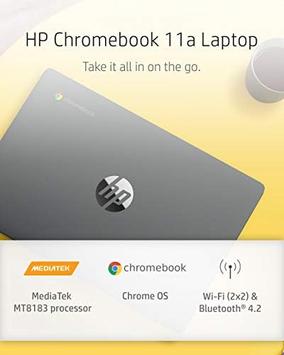 11.6-инчов лаптоп HP Chromebook, MediaTek MT8183, вградена графика MediaTek, 4 GB оперативна памет, 32 GB eMMC, цвят Chrome (11a-na0010nr, пепеляво-сиво) (обновена)