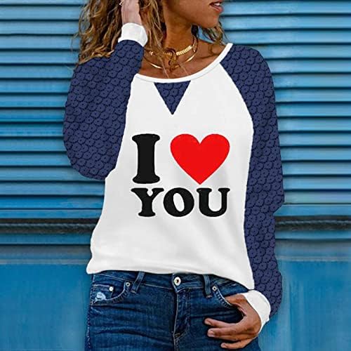 Тениска за Свети Валентин, Дамски Блузи С Хубав Модел на Сърце и Дълъг Ръкав, Лейси Вязаная на една Кука Блуза в Стил Мозайка,