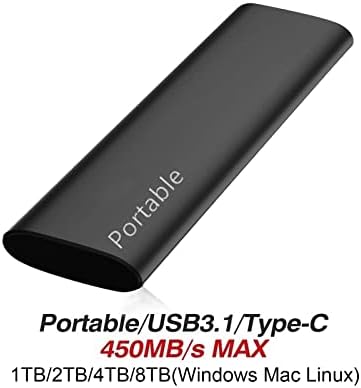 SDFGH 8 TB Външен SSD Твърд диск SSD Портативен твърд диск 1 TB/2 TB / 4 TB Външен твърд диск 1tb Hdd за лаптоп USB Type C 3.1 (Цвят: