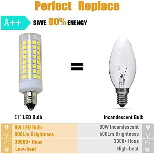 E11 LED Blub 8w (еквивалент, халогенни 80 W), Дневен Бяло 6000 К, Навити energy saving led Blub без регулиране на яркостта (4 бр.)