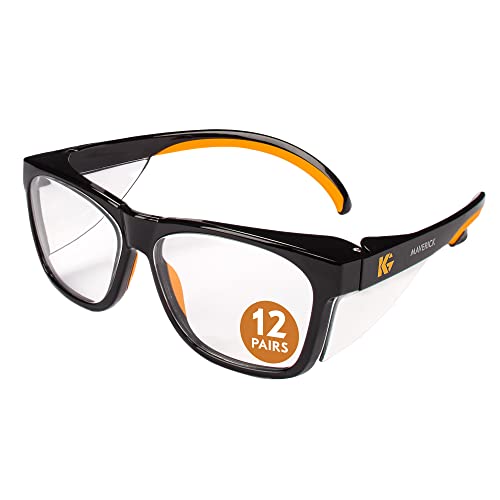 Защитни очила KleenGuard™ V30 Маверик™ (49312) с Антирефлексно покритие, прозрачни лещи, Черни рамки, унисекс за мъже и жени (брой 12)