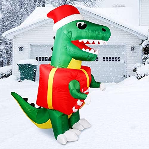 OurWarm Коледни Надуваеми украшения с Динозаври на открито, 6-подножието Коледни Надуваеми Декорации за двор с вградени светодиоди