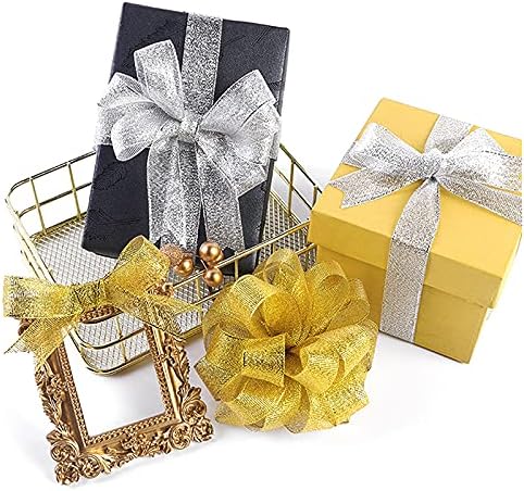 Златна Лента с Метален Блясък, Ленти за опаковане на подаръци, Празненства, Сватба, Рожден Ден, Абитуриентски бал Вечер, Коледна