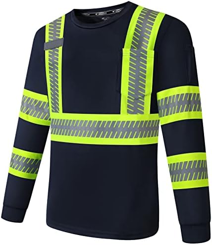 Защитна тениска JKSafety Hi-Vis с дълги ръкави и със светлоотразителни ивици, пришитыми за дълъг планкам неонового цвят | Светоотражающая тениска