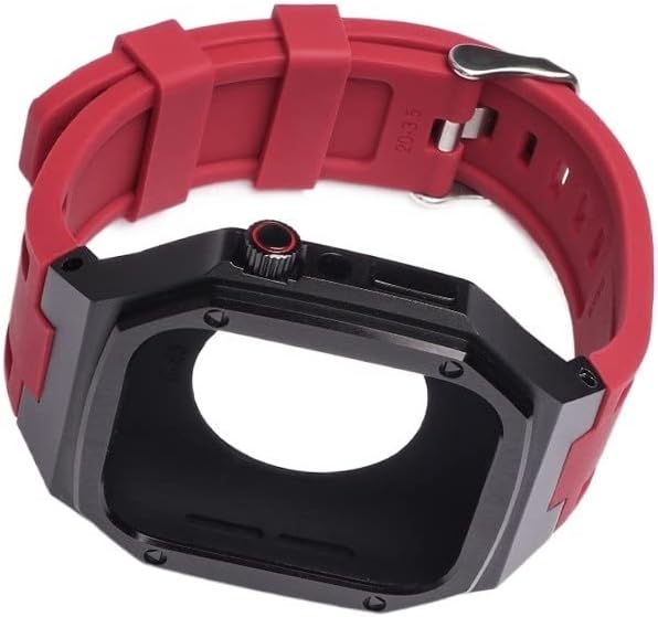CNHKAU Цветен Силиконов каишка Метален Калъф за Apple Watch iWatch SE 8 7 6 5 4 40 мм 41 мм 44 мм 45 мм Мъжки Взаимозаменяеми каишка Модификация САМ Kit (Цвят: сребристо-стоманено, размер: